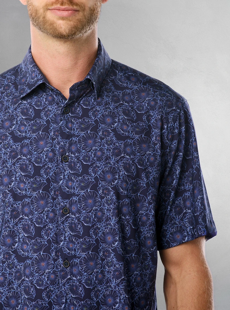 Chemise décontractée en stretch à manches courtes pour hommes