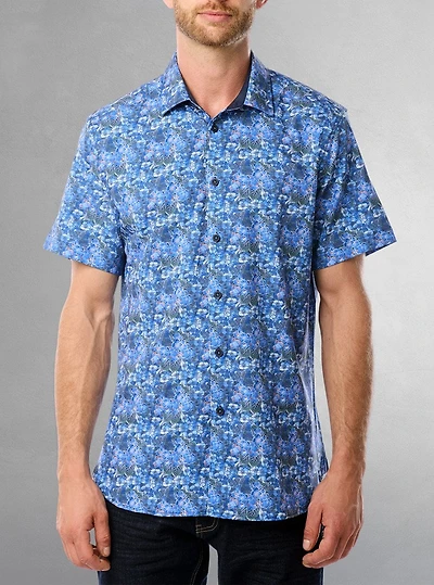 Chemise décontractée en stretch à manches courtes pour hommes