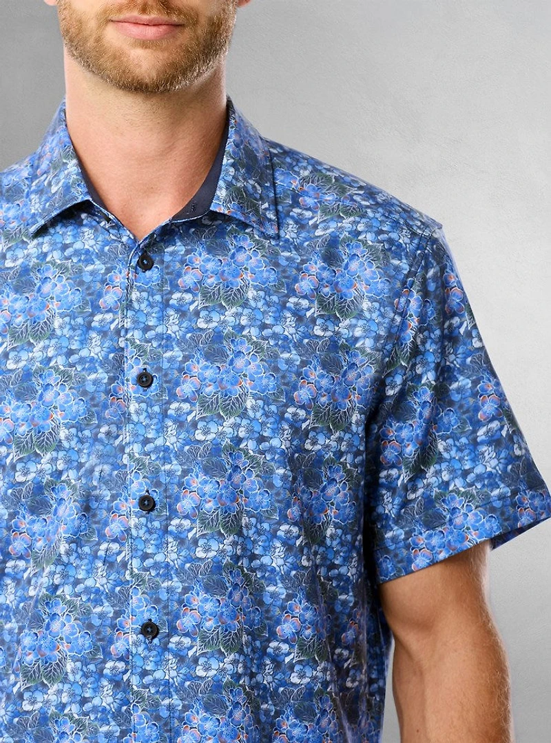 Chemise décontractée en stretch à manches courtes pour hommes