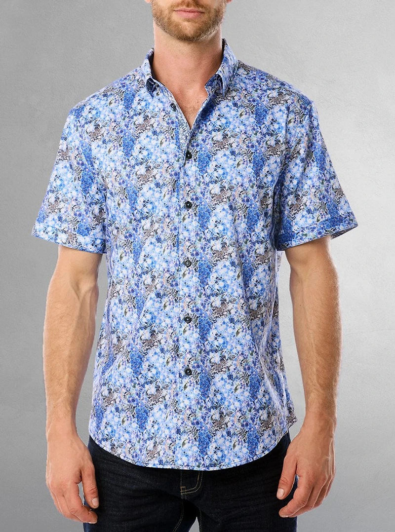 Chemise décontractée en stretch à manches courtes pour hommes