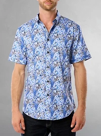 Chemise décontractée en stretch à manches courtes pour hommes
