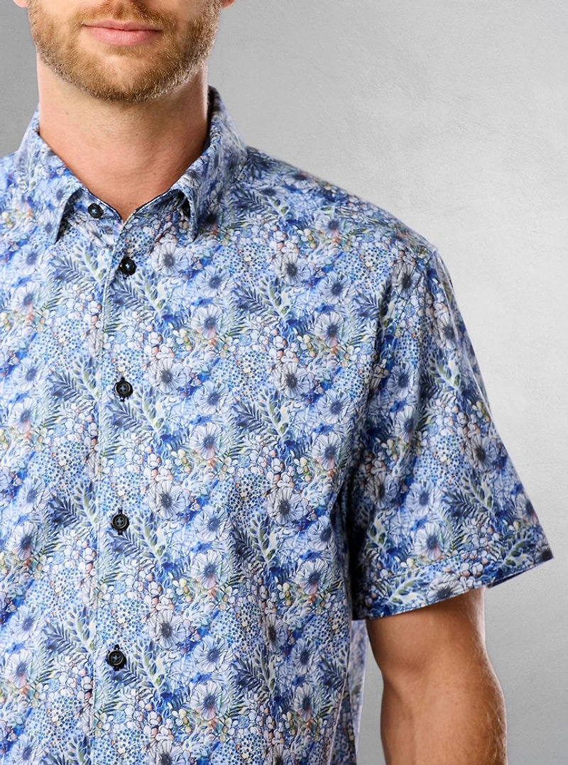 Chemise décontractée en stretch à manches courtes pour hommes