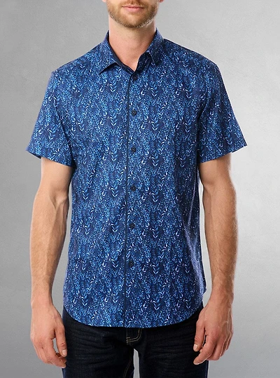 Chemise décontractée en stretch à manches courtes pour hommes