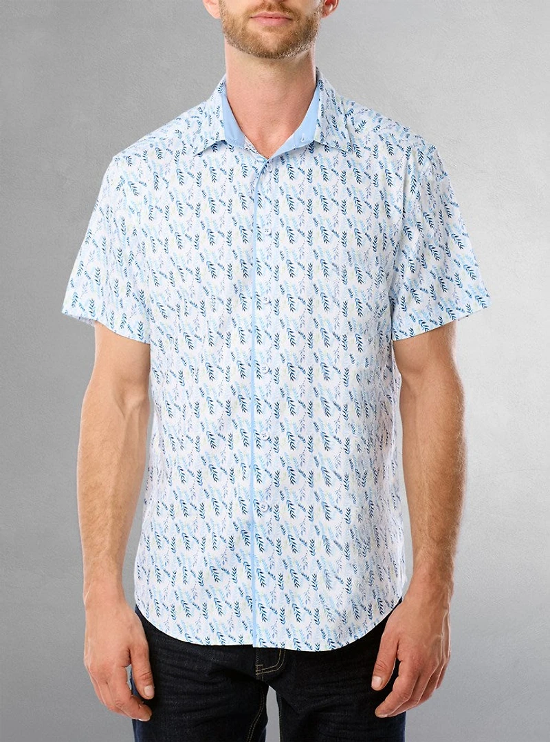 Chemise décontractée en stretch à manches courtes pour hommes