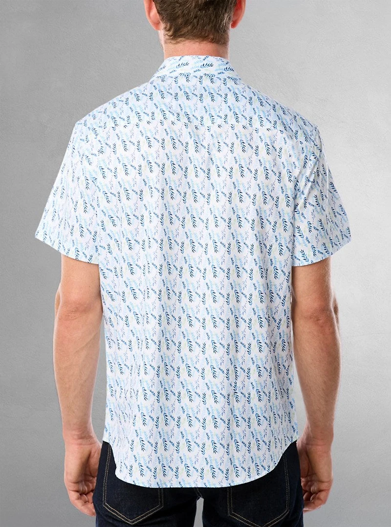 Chemise décontractée en stretch à manches courtes pour hommes