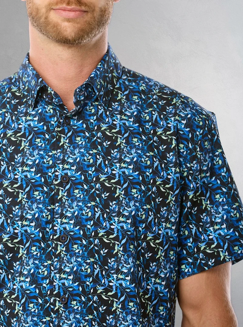Chemise stretch décontractée à manches courtes pour homme
