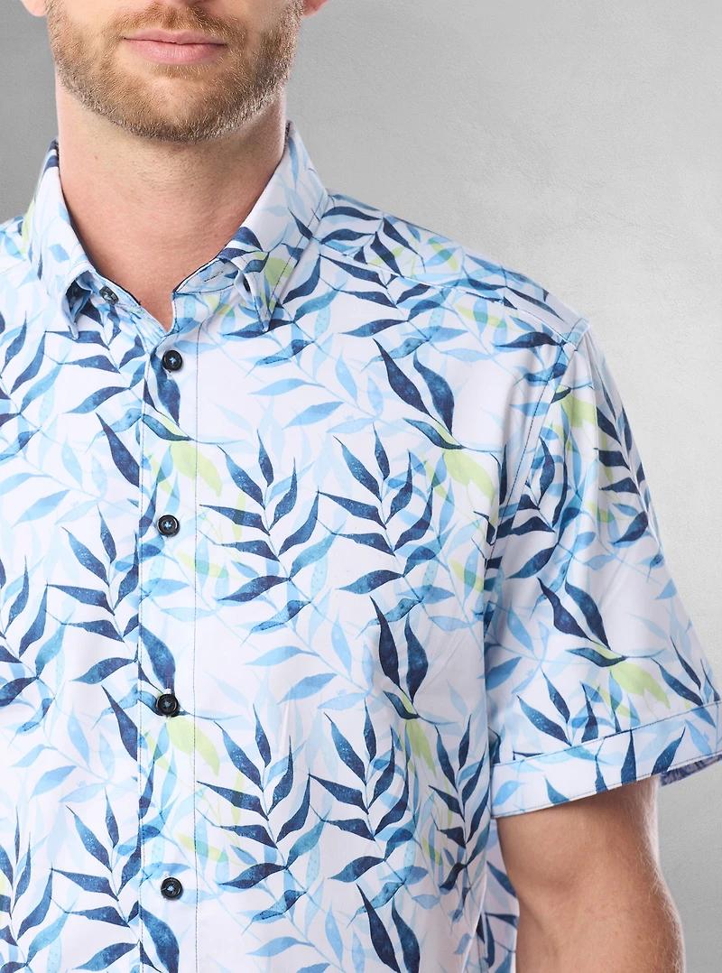 Chemise décontractée en stretch à manches courtes pour hommes