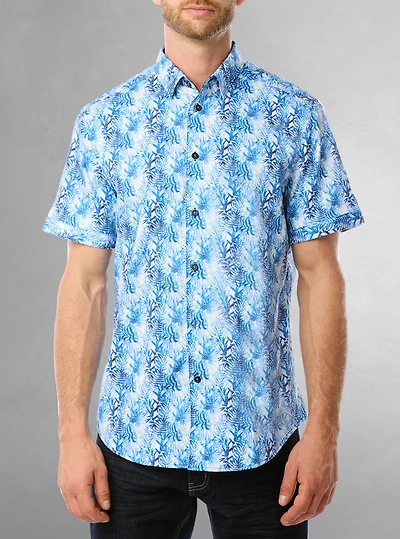 Chemise décontractée en stretch à manches courtes pour hommes