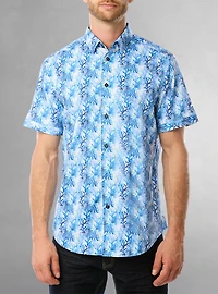 Chemise décontractée en stretch à manches courtes pour hommes