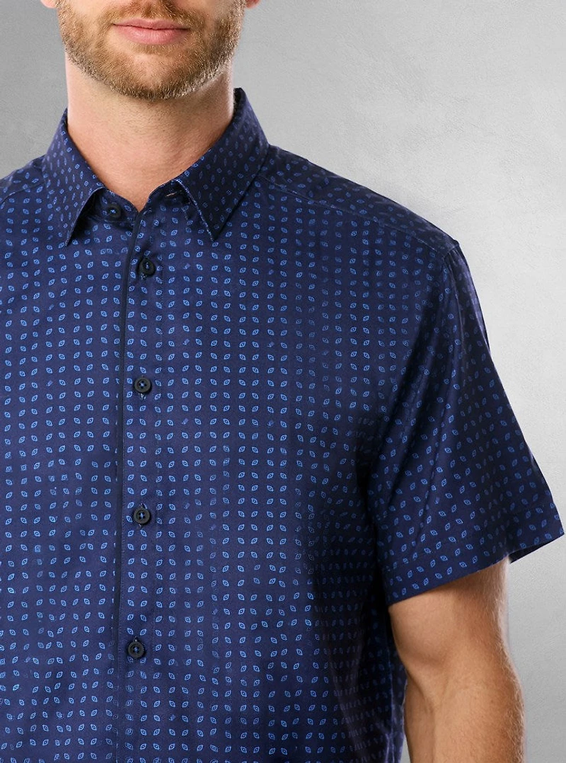 Chemise décontractée en stretch à manches courtes pour hommes