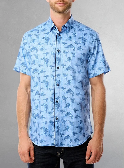 Chemise décontractée en stretch à manches courtes pour hommes