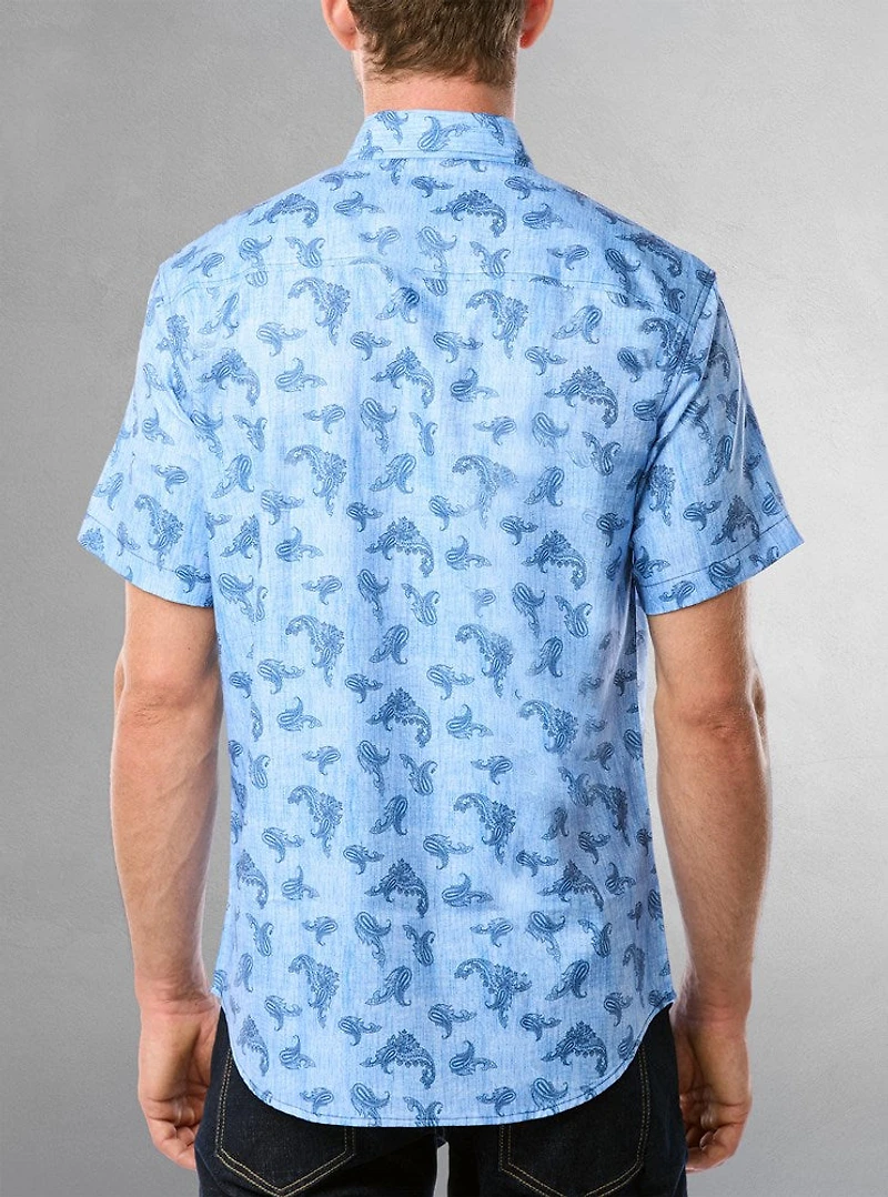 Chemise décontractée en stretch à manches courtes pour hommes