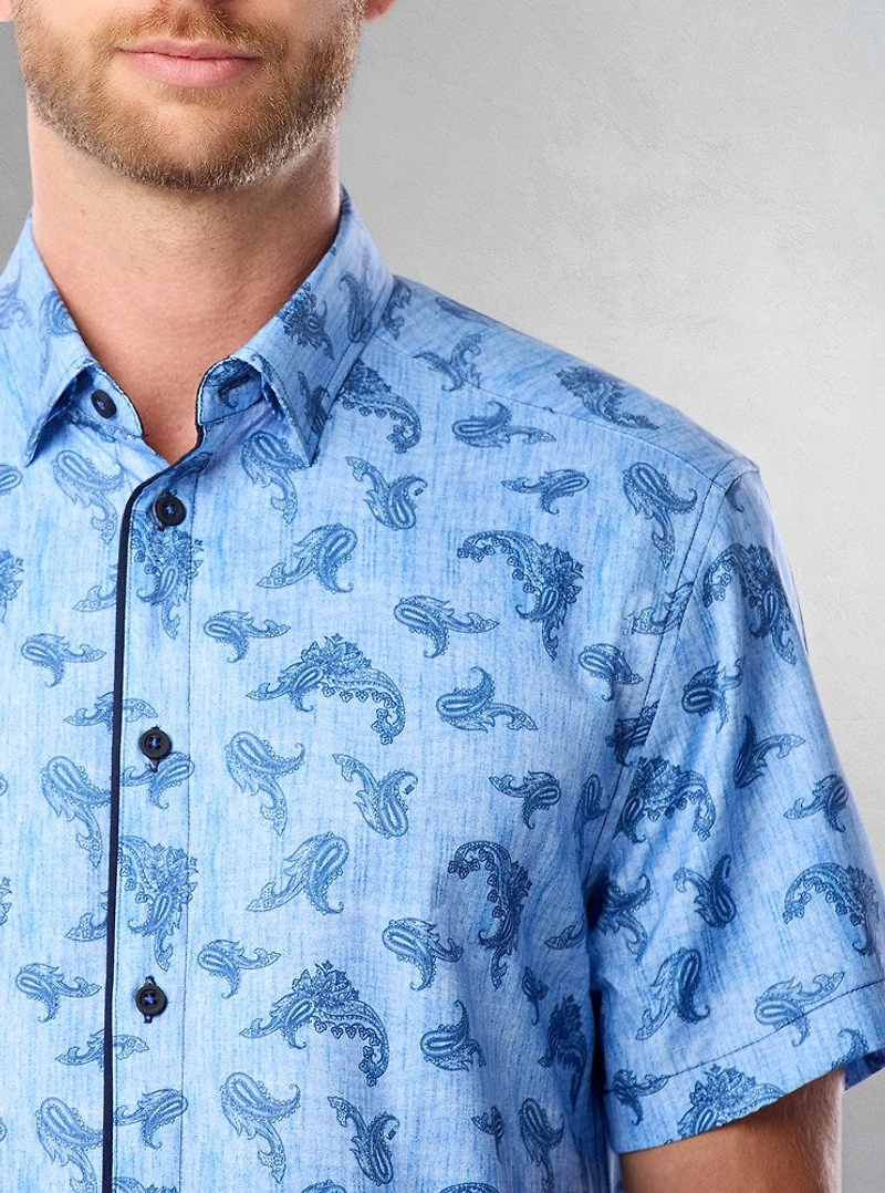 Chemise décontractée en stretch à manches courtes pour hommes