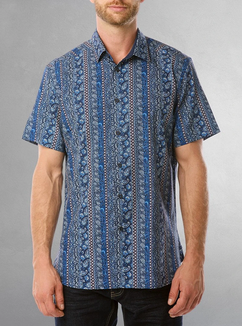 Chemise décontractée en stretch à manches courtes pour hommes