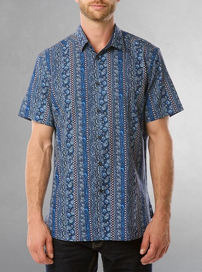 Chemise décontractée en stretch à manches courtes pour hommes