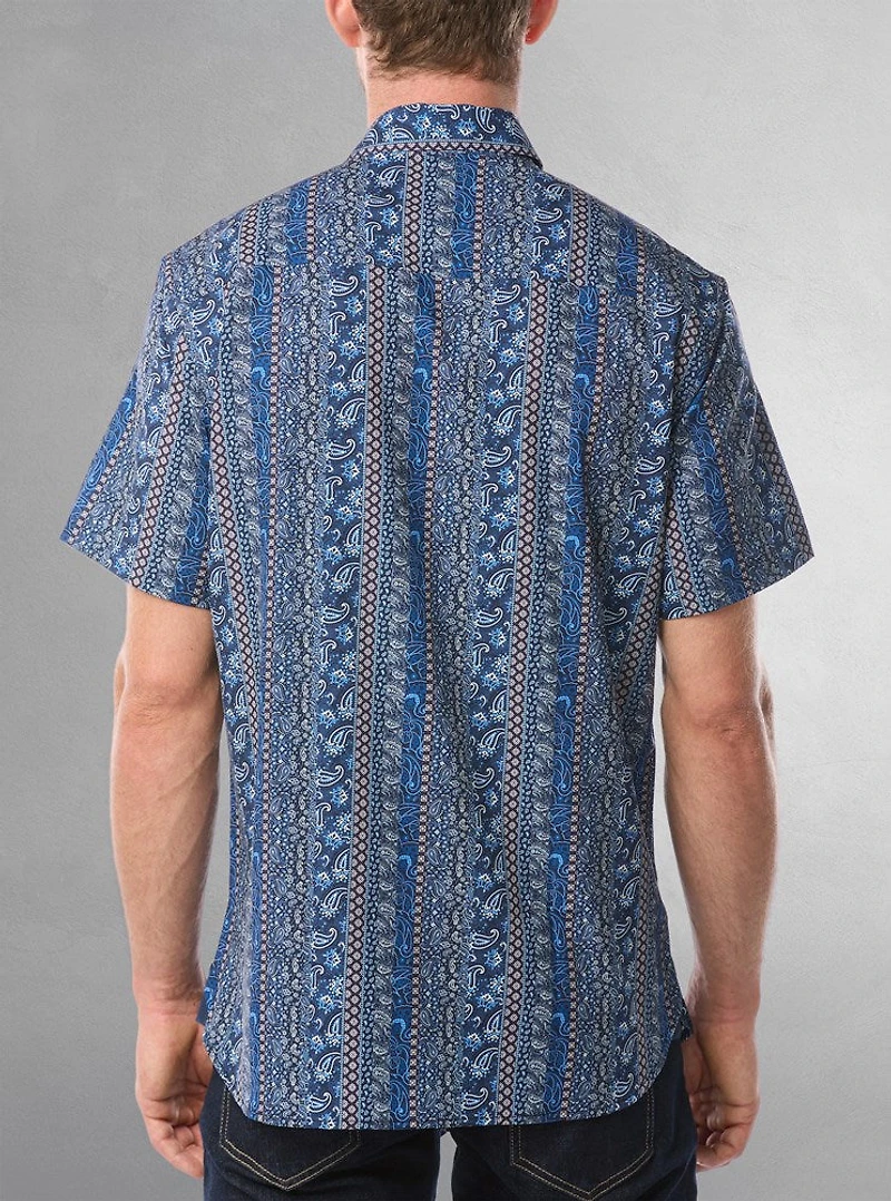 Chemise décontractée en stretch à manches courtes pour hommes