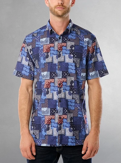 Men's casual short sleeve stretch shirt