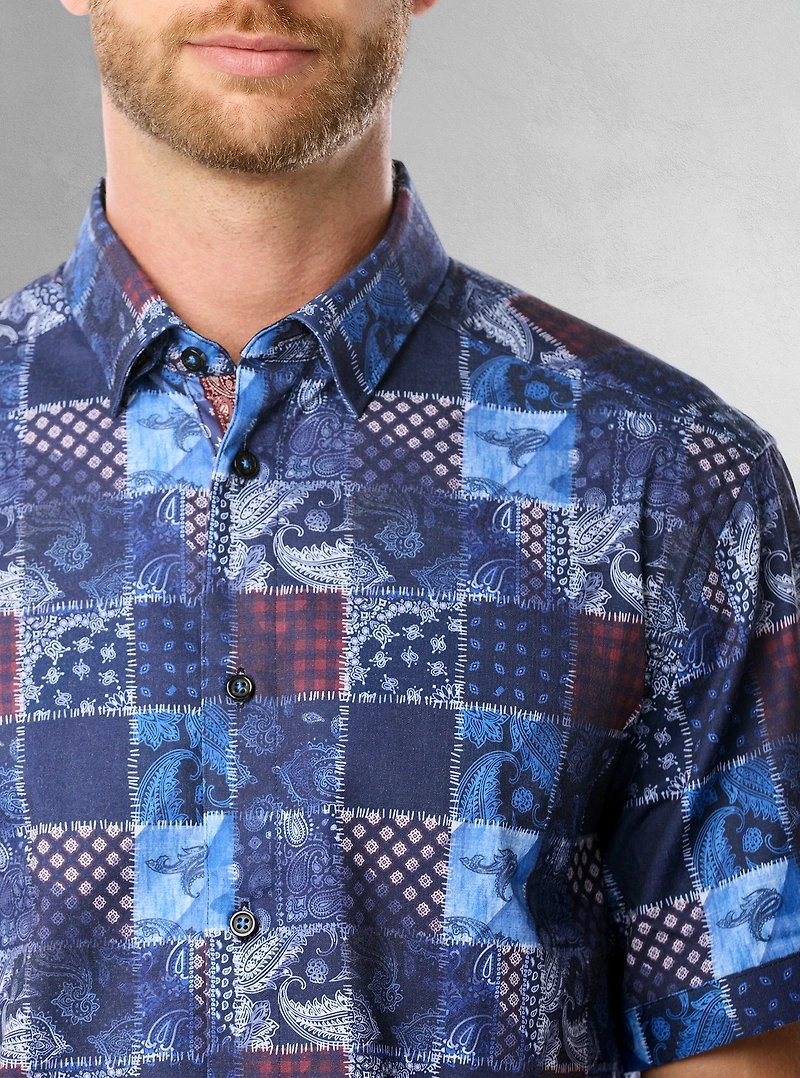 Men's casual short sleeve stretch shirt