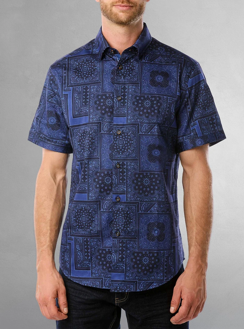 Chemise décontractée en stretch à manches courtes pour hommes