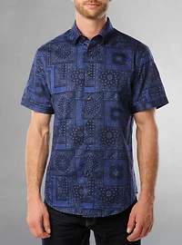 Chemise décontractée en stretch à manches courtes pour hommes