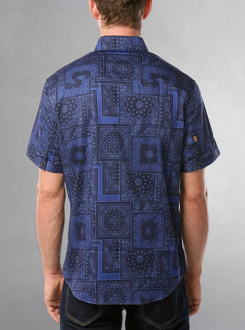 Chemise décontractée en stretch à manches courtes pour hommes