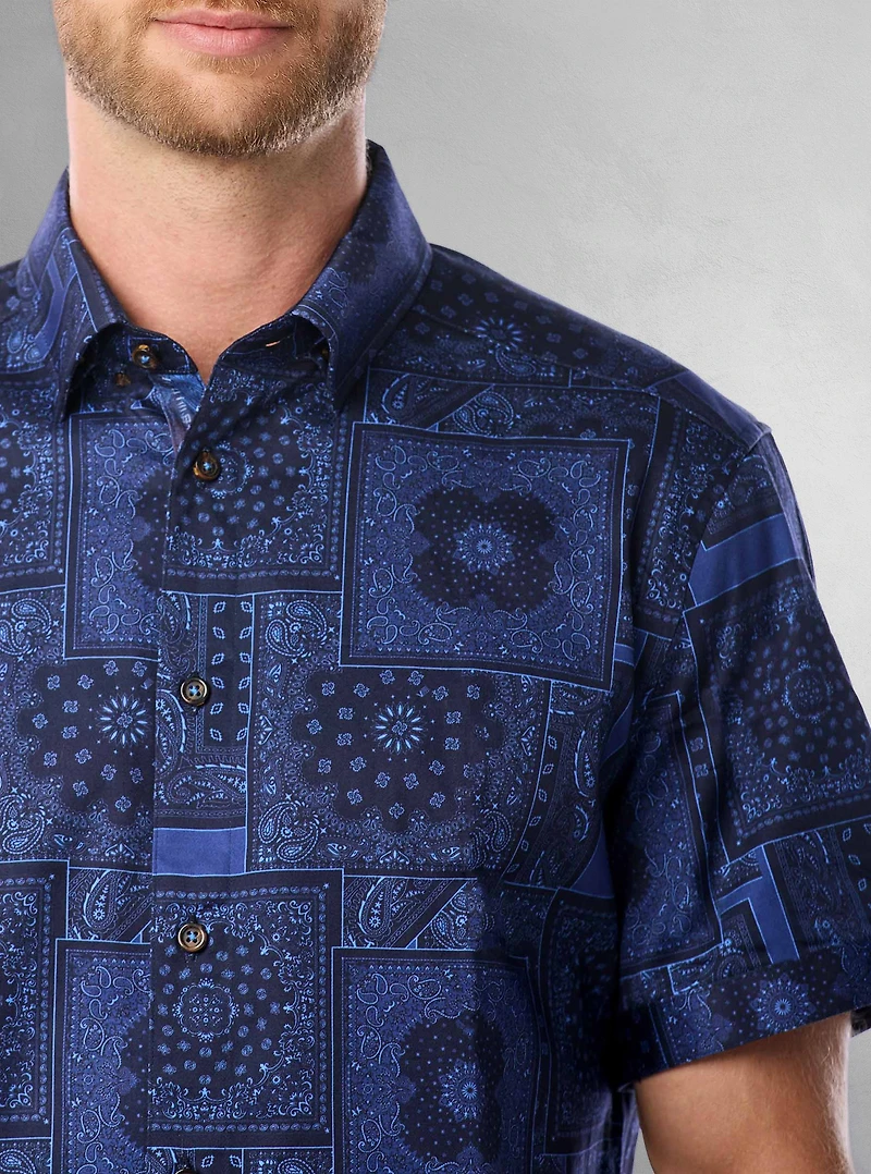 Men's casual short sleeve stretch shirt
