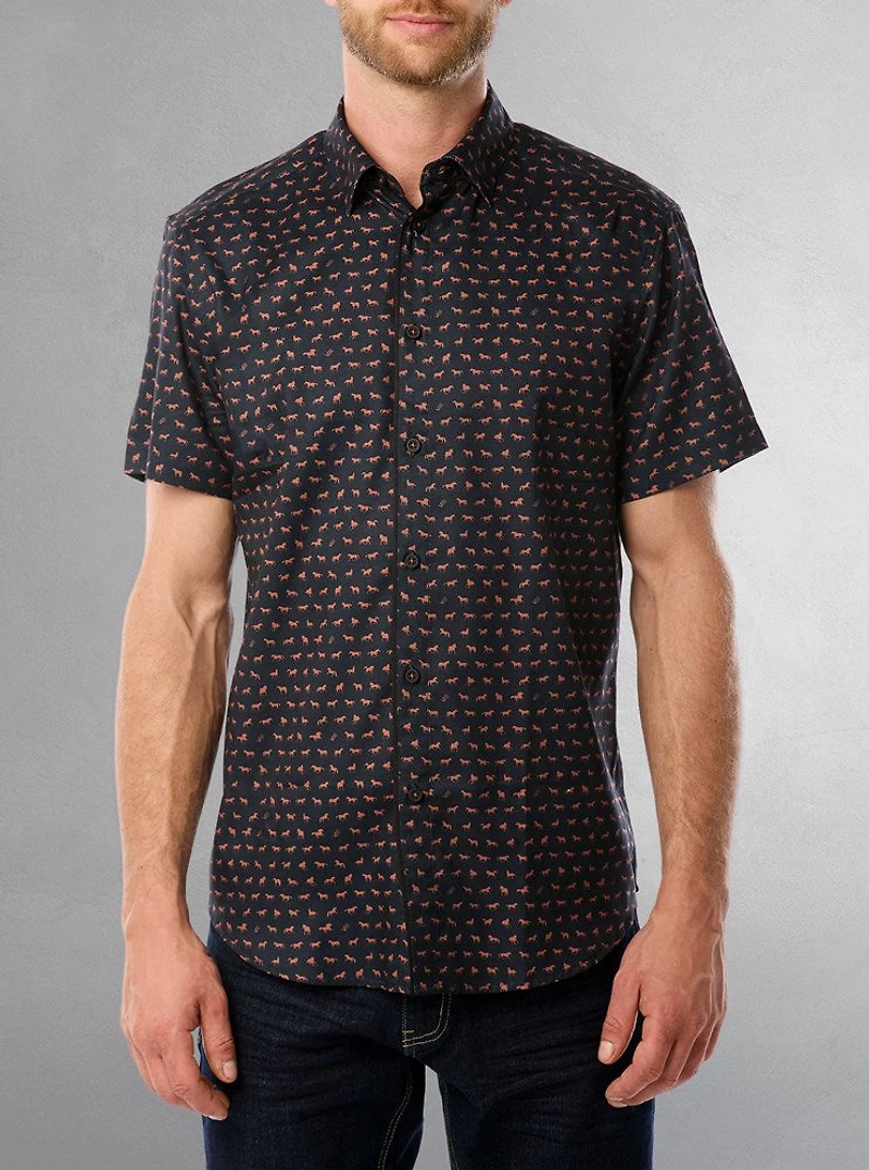 Chemise décontractée en stretch à manches courtes pour hommes