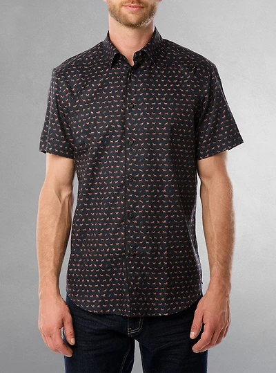 Chemise décontractée en stretch à manches courtes pour hommes