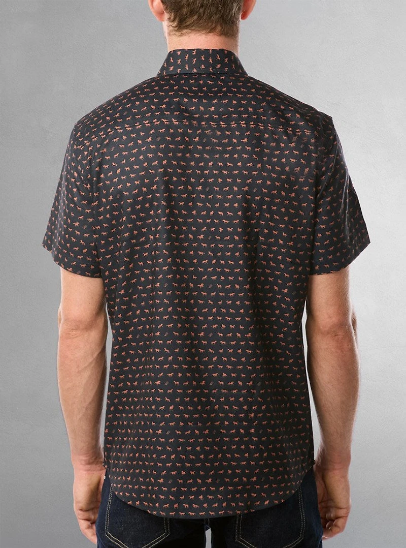 Chemise décontractée en stretch à manches courtes pour hommes