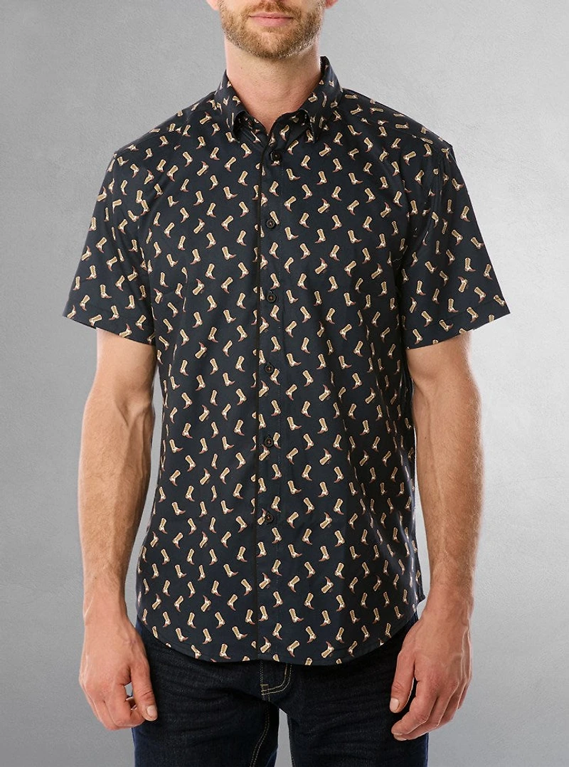 Chemise décontractée en stretch à manches courtes pour hommes