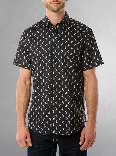 Chemise décontractée en stretch à manches courtes pour hommes