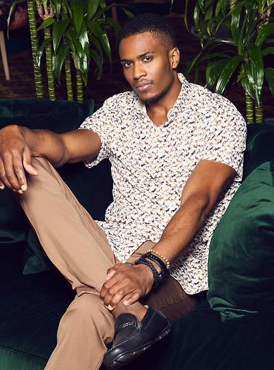 Chemise stretch décontractée à manches courtes pour homme