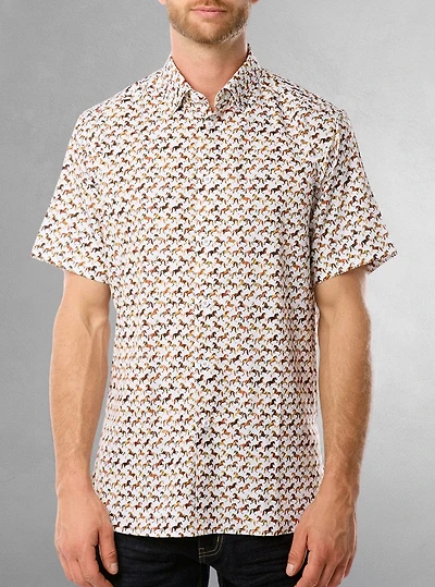 Chemise décontractée en stretch à manches courtes pour hommes