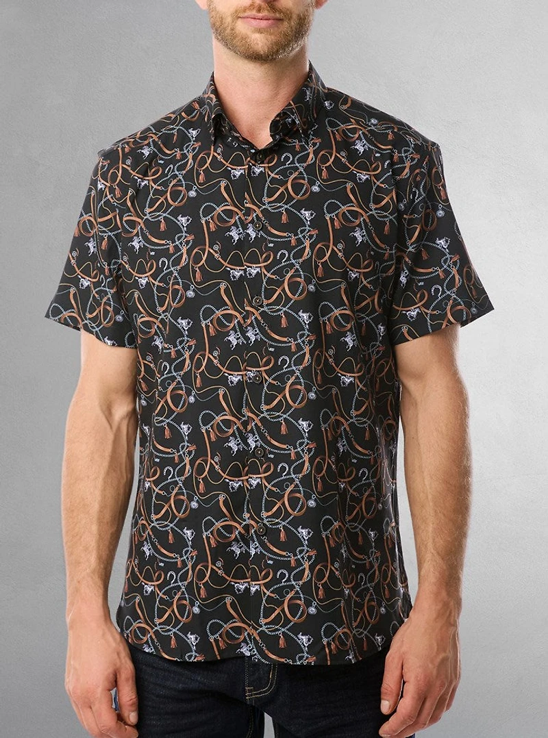 Chemise décontractée en stretch à manches courtes pour hommes