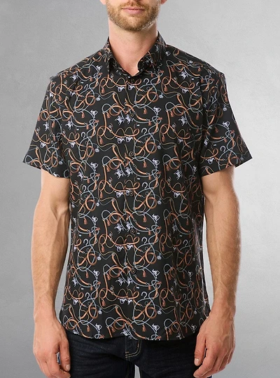 Chemise décontractée en stretch à manches courtes pour hommes