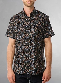 Chemise décontractée en stretch à manches courtes pour hommes