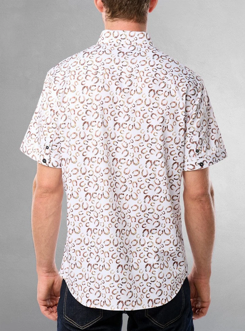 Chemise décontractée en stretch à manches courtes pour hommes