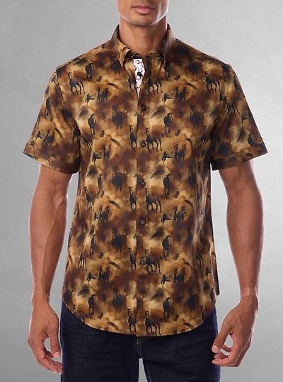 Chemise décontractée en stretch à manches courtes pour hommes