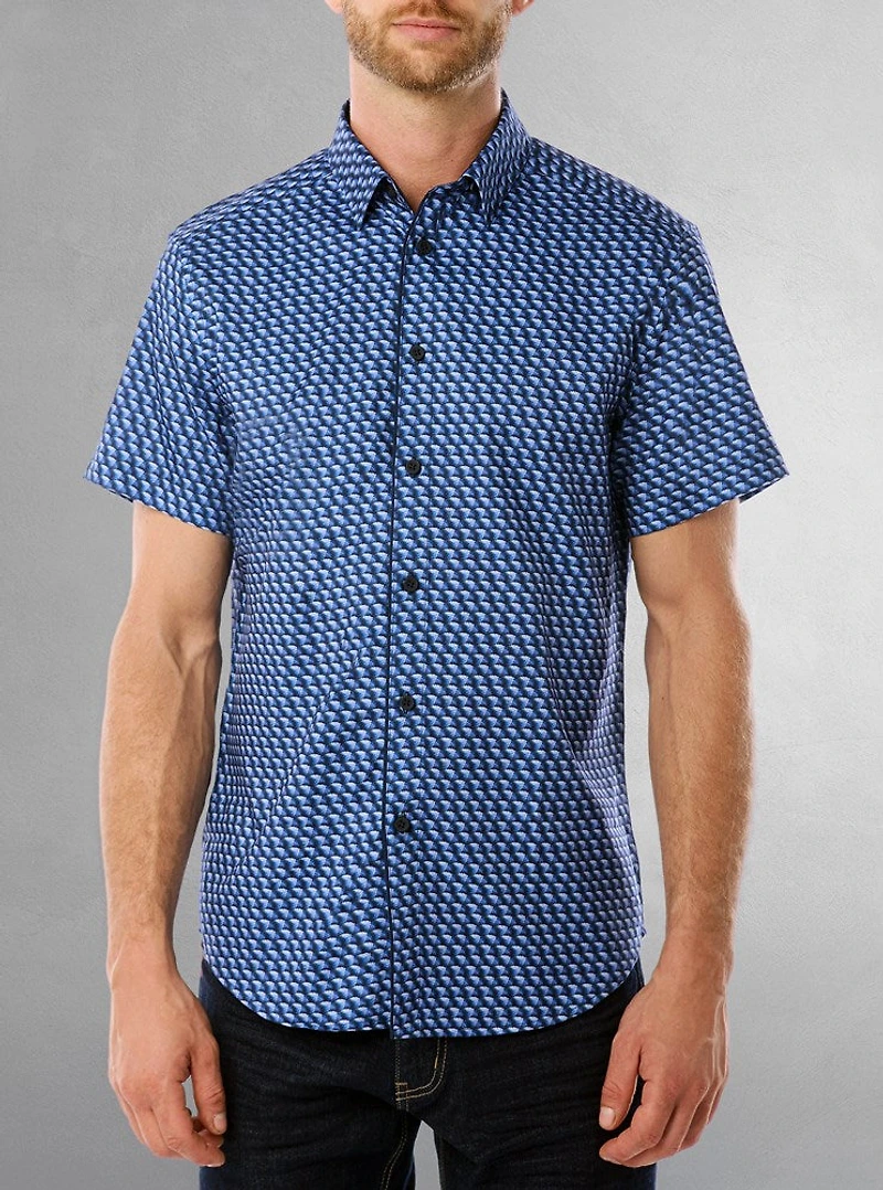 Chemise décontractée en stretch à manches courtes pour hommes