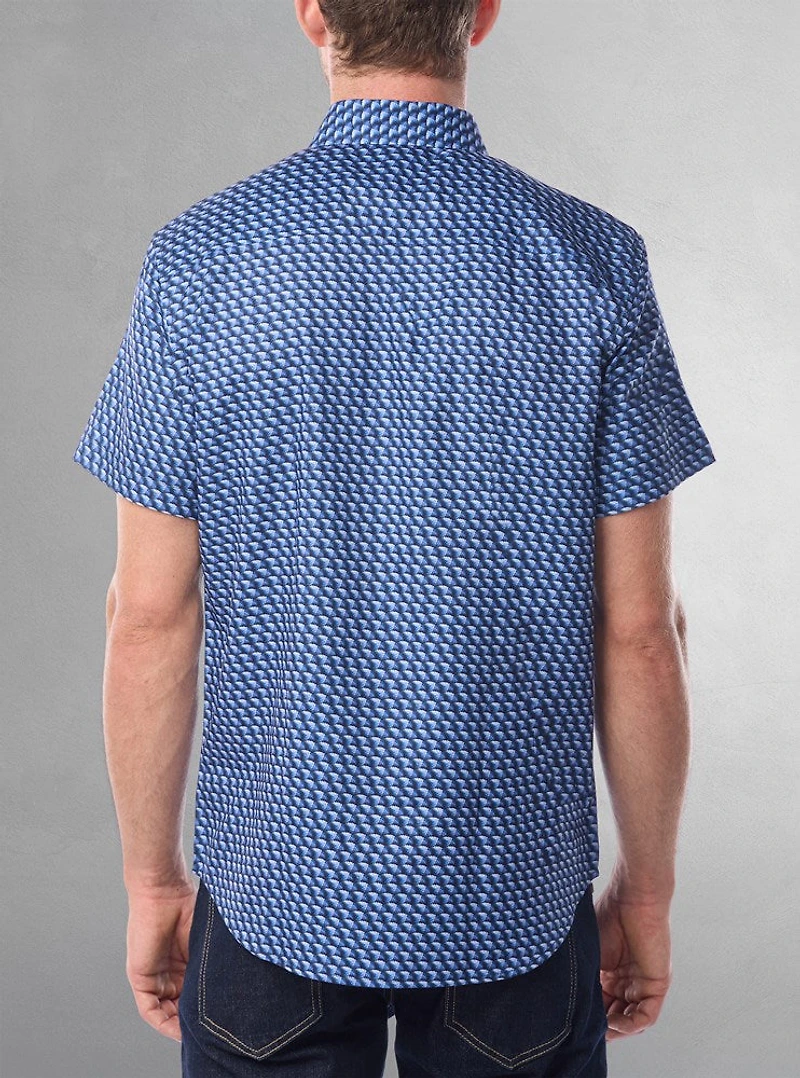 Chemise décontractée en stretch à manches courtes pour hommes