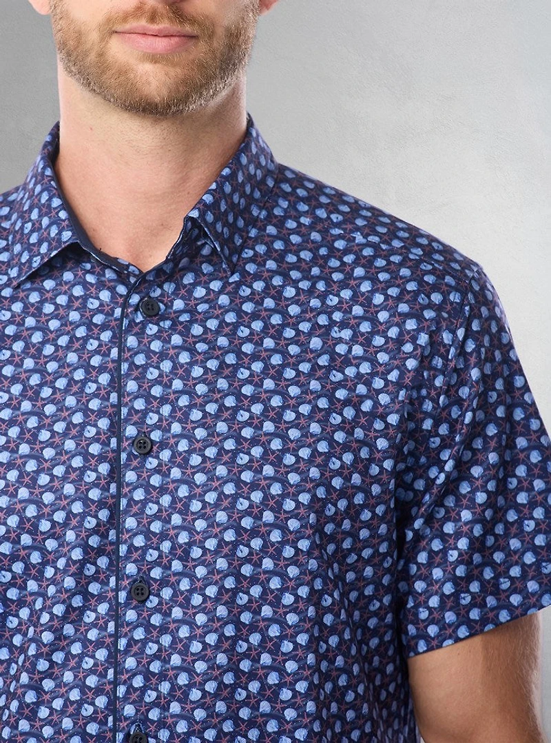 Men's casual short sleeve stretch shirt