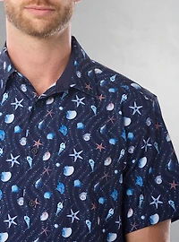 Chemise décontractée en stretch à manches courtes pour hommes