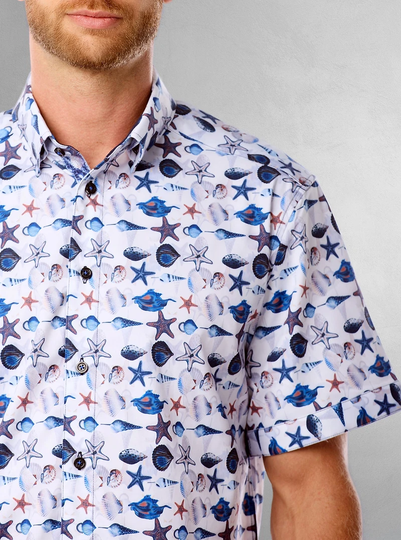 Chemise stretch décontractée à manches courtes pour homme