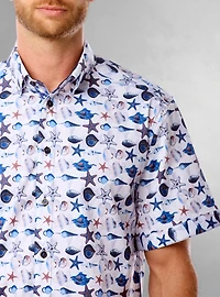 Chemise stretch décontractée à manches courtes pour homme