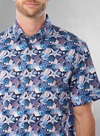 Chemise stretch décontractée à manches courtes pour homme