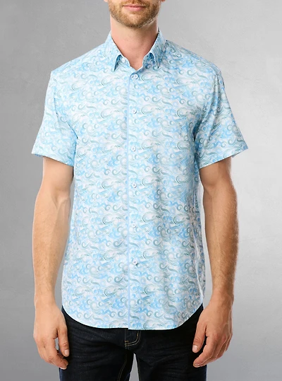 Chemise décontractée en stretch à manches courtes pour hommes
