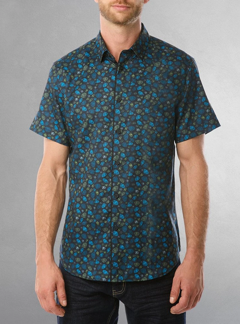 Chemise décontractée en stretch à manches courtes pour hommes