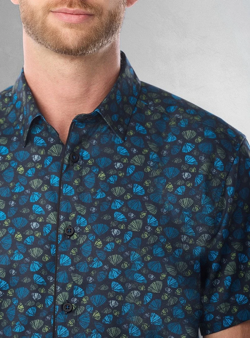 Chemise décontractée en stretch à manches courtes pour hommes