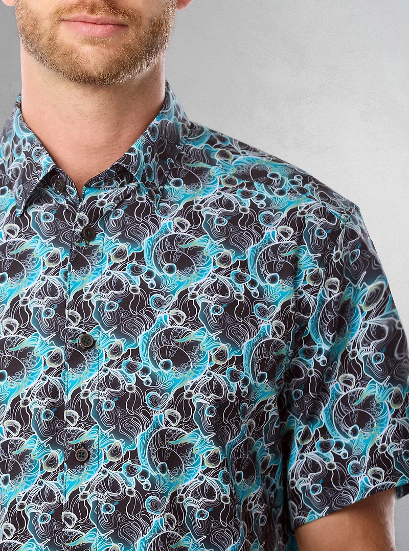 Men's casual short sleeve stretch shirt