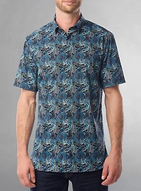 Chemise décontractée en stretch à manches courtes pour hommes